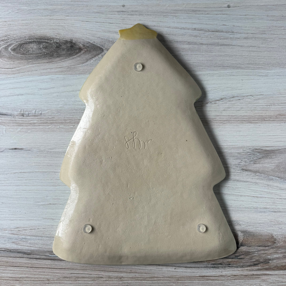 Christmas tree platter, “moss green denim”