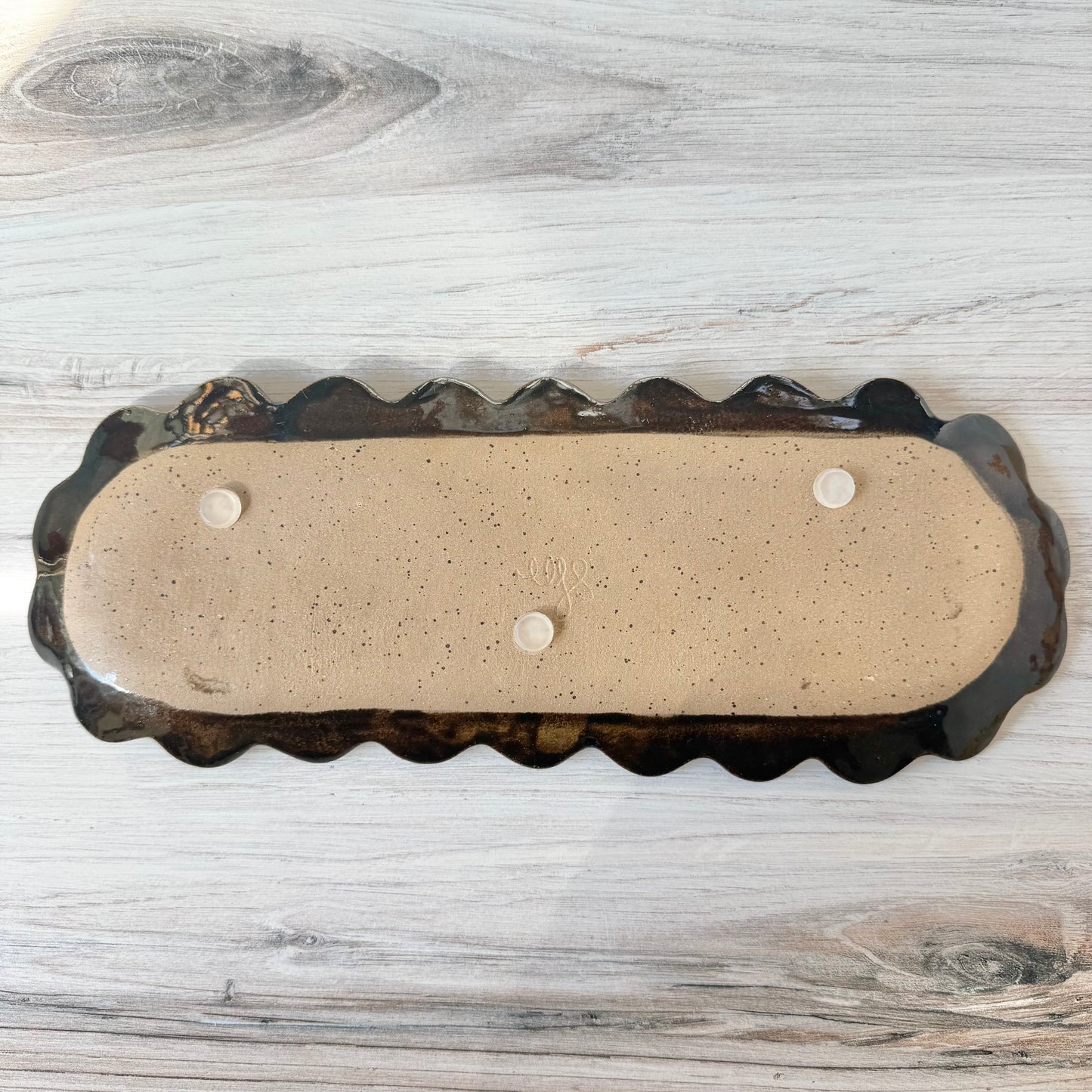 Oblong scalloped platter, deep blue