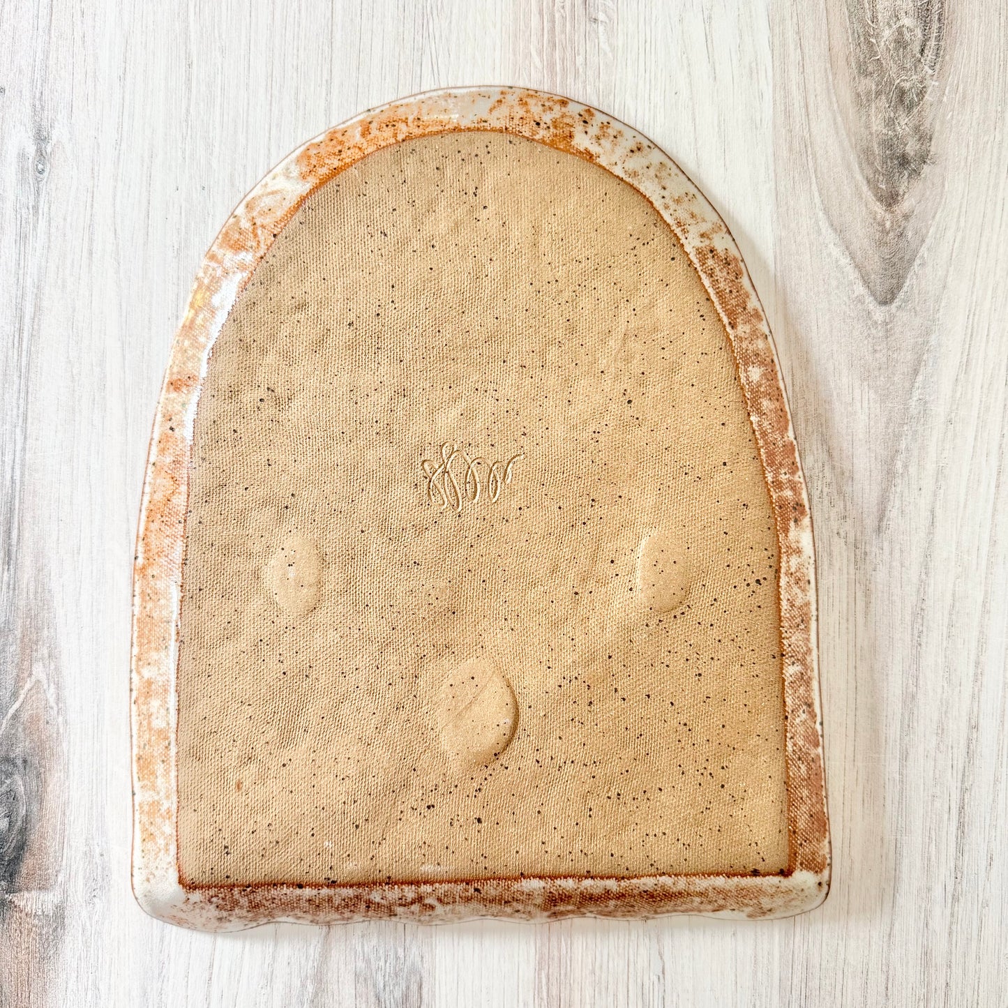 Ghost No. 2 Platter, white on dark brown clay