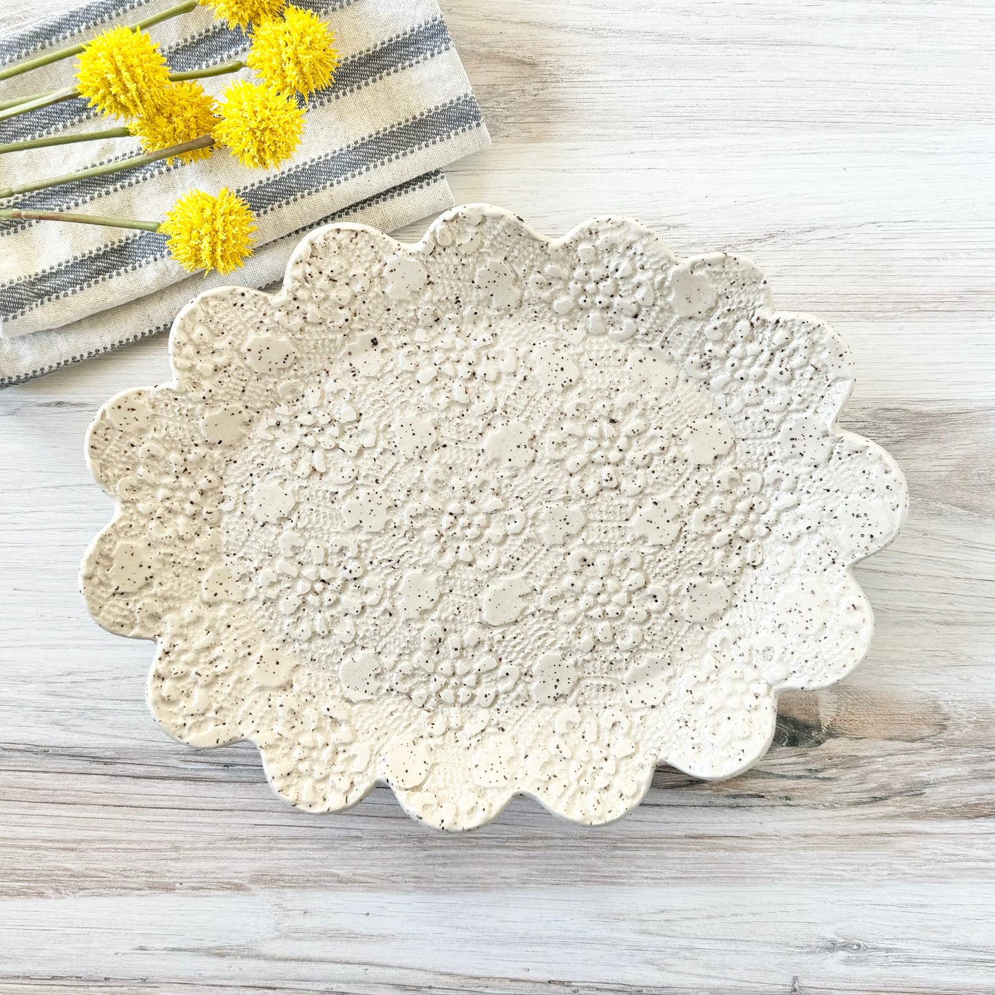 Large, Scallop, Oval Serving Platter