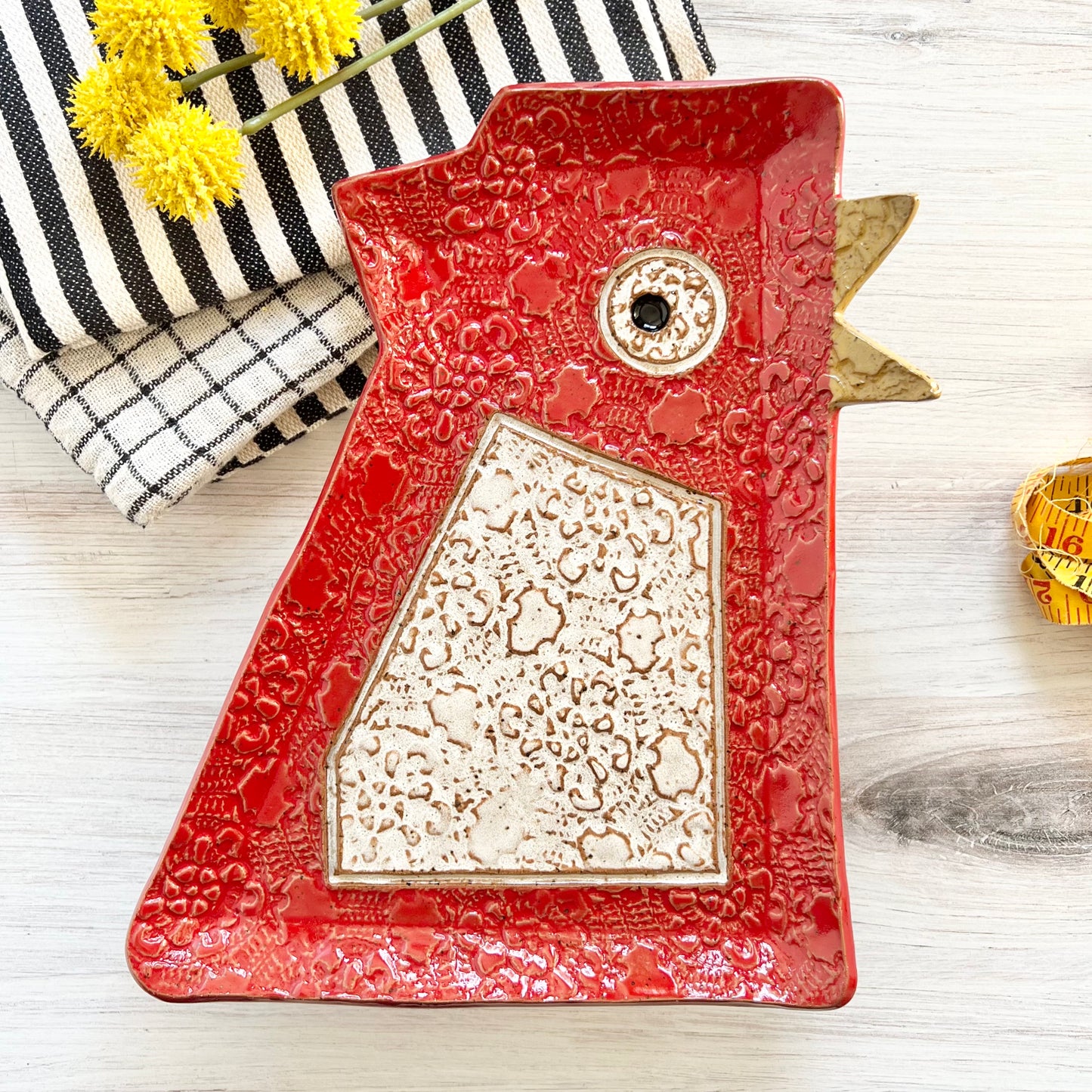 "Big Chicken" Platter. Ceramic. Handmade.