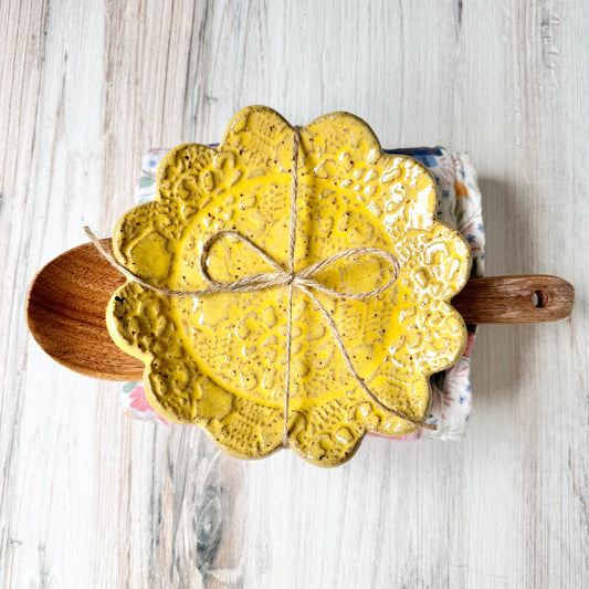 Round scallop spoon rest bundle, dandelion