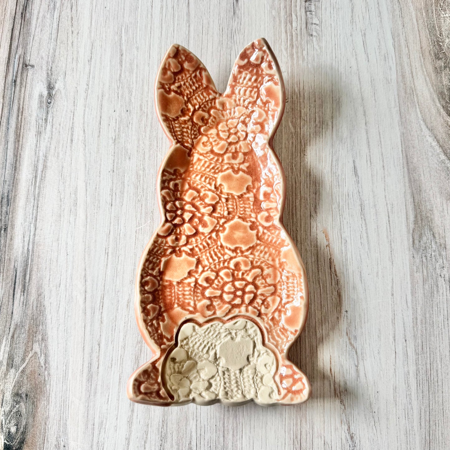 Bunny spoon rest, rhubarb