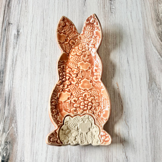 Bunny spoon rest, rhubarb