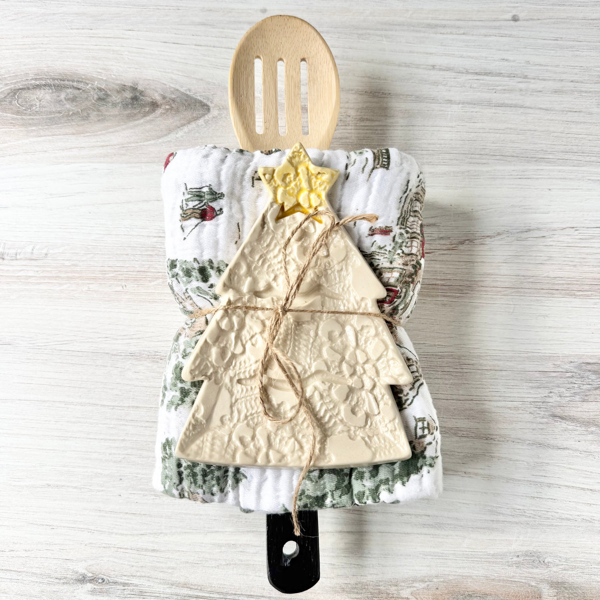 Christmas tree spoon rest bundle, white