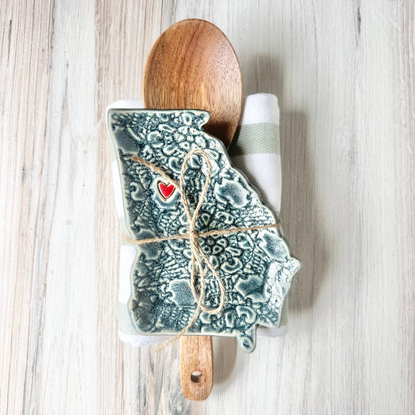 Georgia w/a heart spoon rest bundle, antique blue