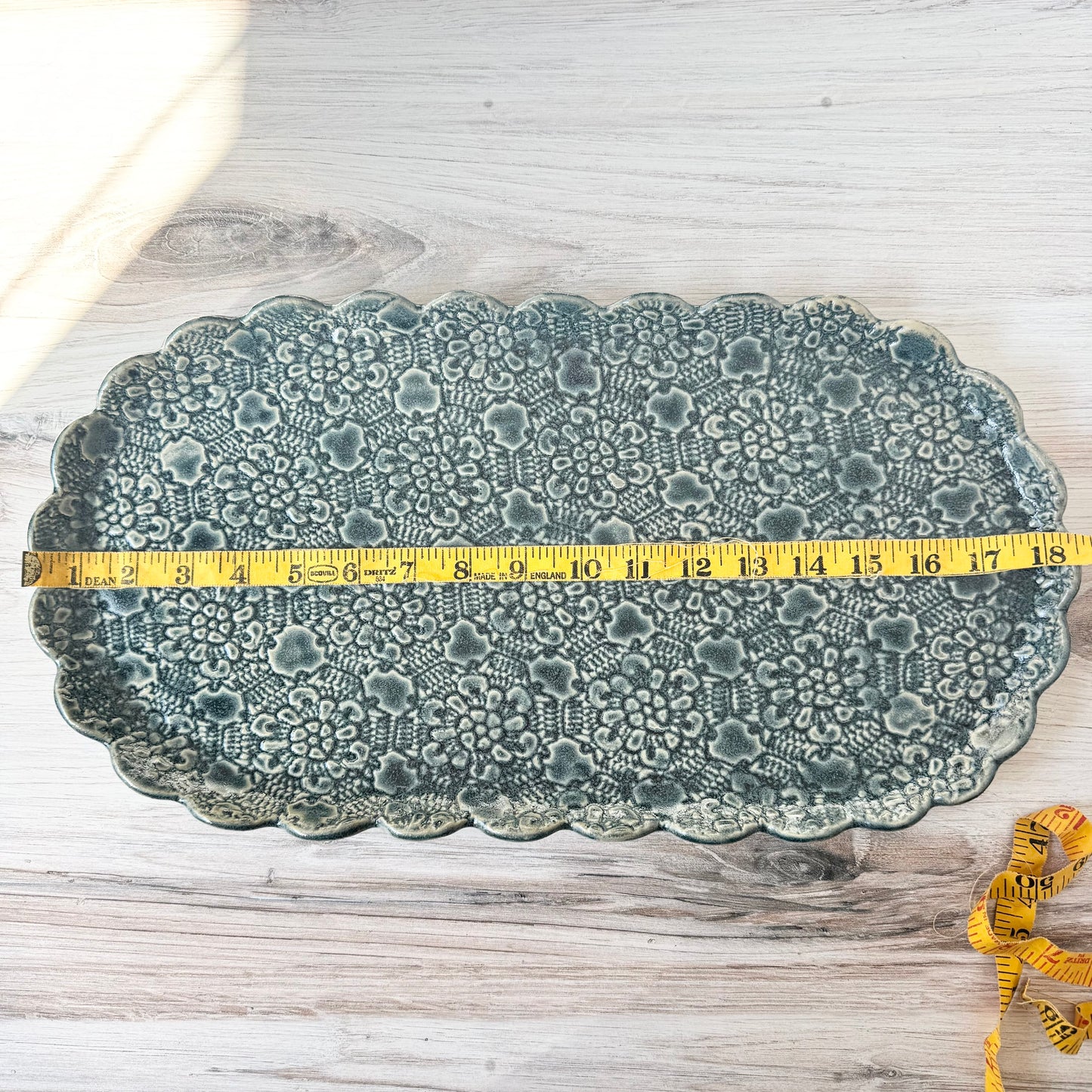 XL scalloped platter, antique blue
