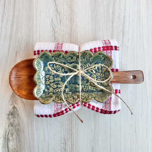 Scalloped rectangle spoon rest bundle