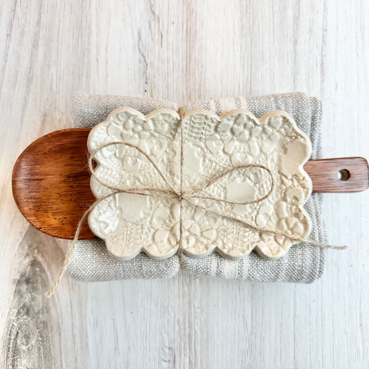 Scalloped rectangle spoon rest bundle