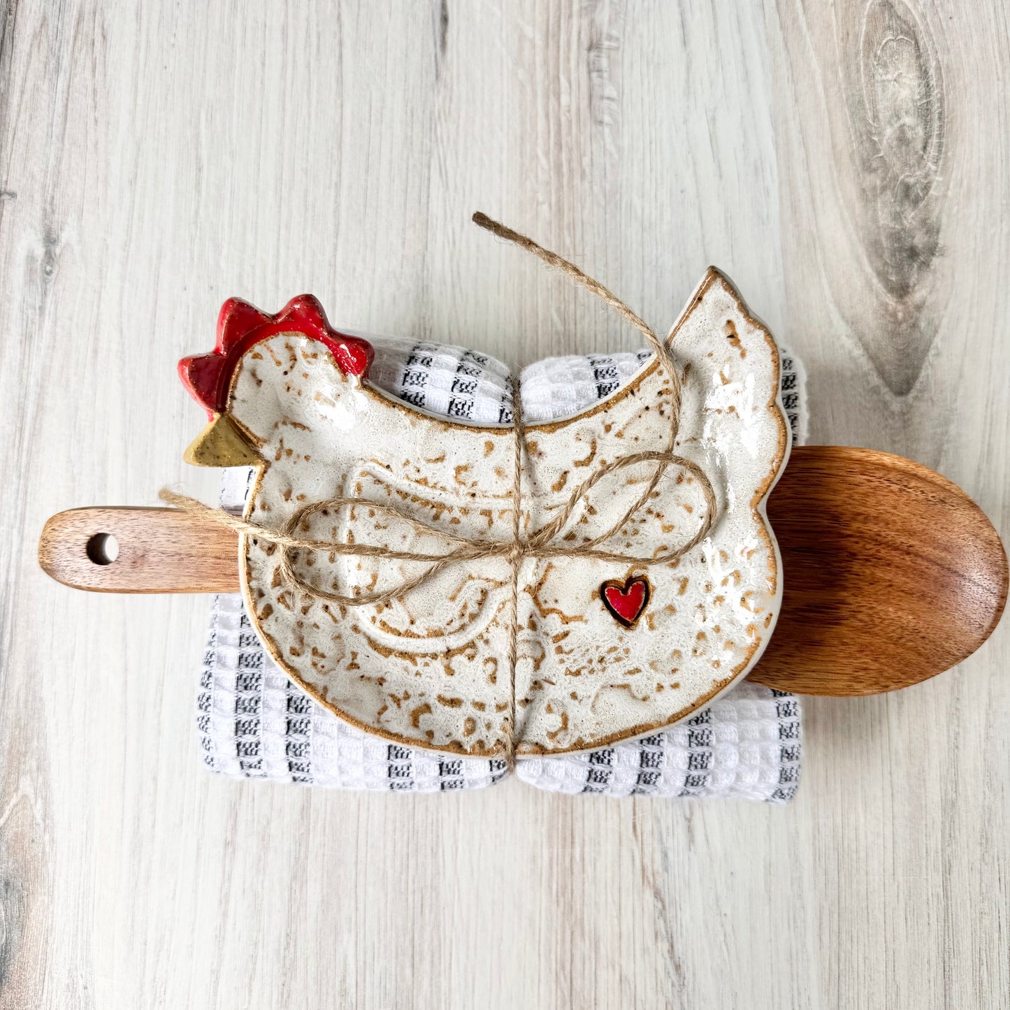Chicken w/a heart spoon rest bundle,