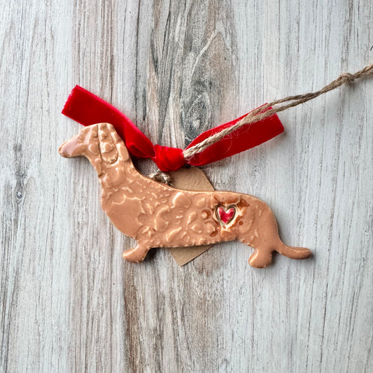 Brown dachshund ornament