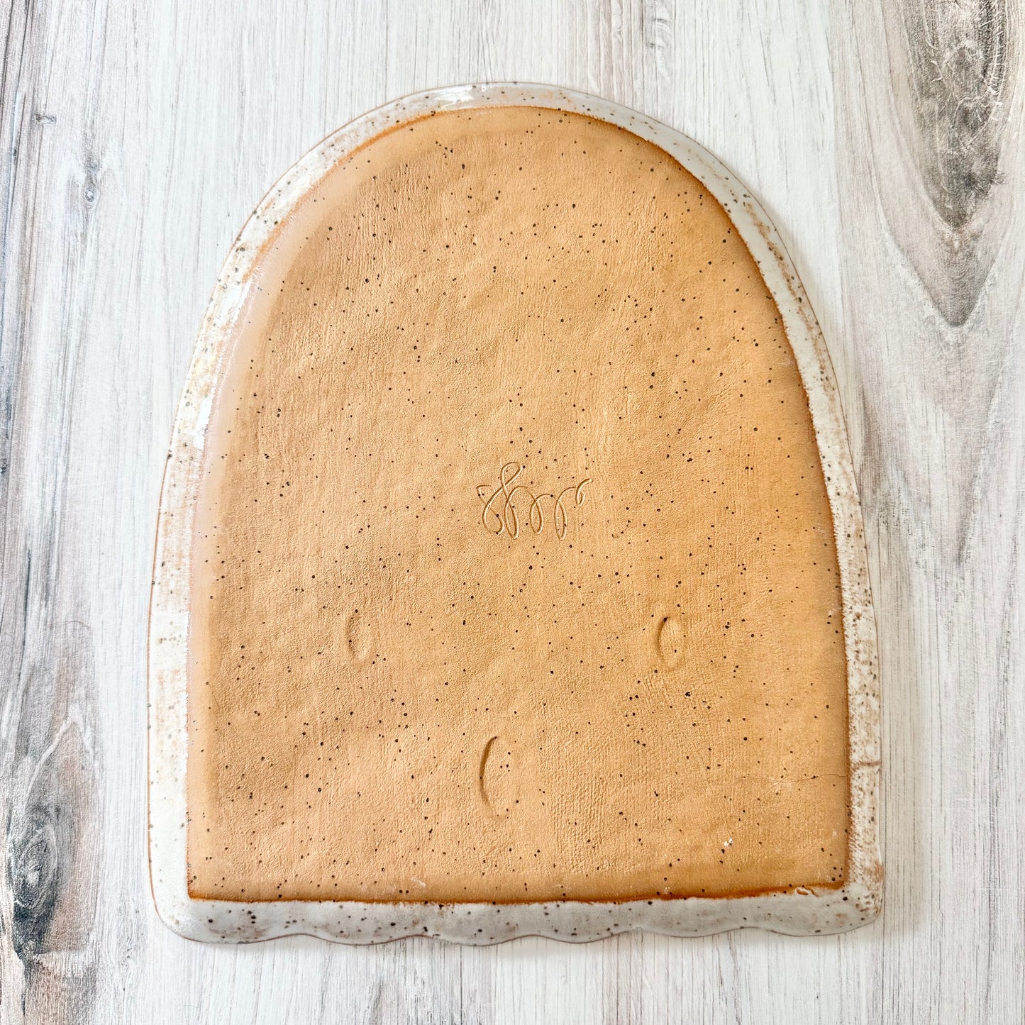 Ghost No. 2 Platter, white on brown clay (see details)