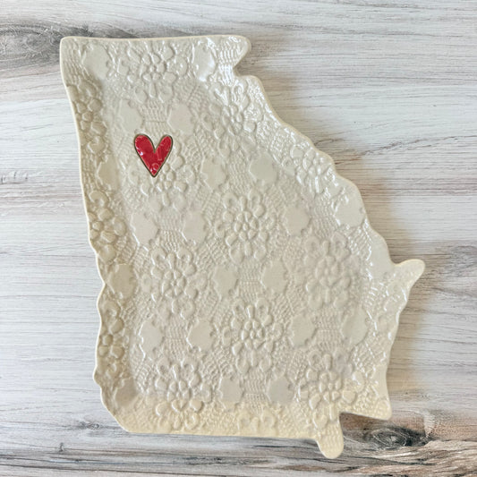 GA w/a heart platter, cream