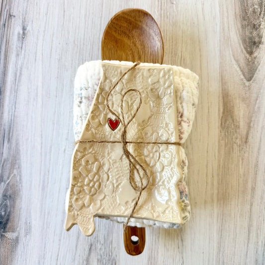 Alabama with a heart, spoon rest bundle, cream