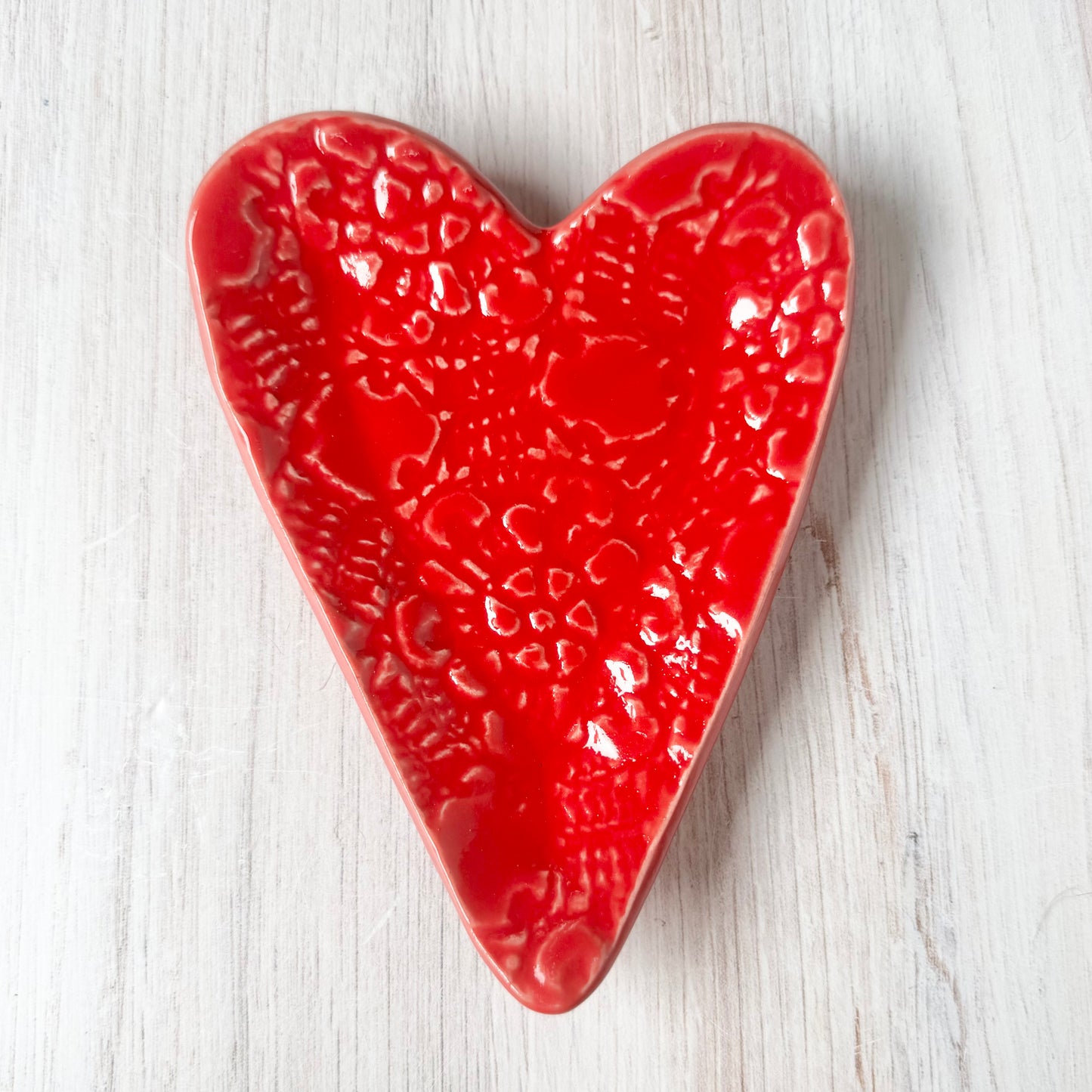 Heart spoon rest, red