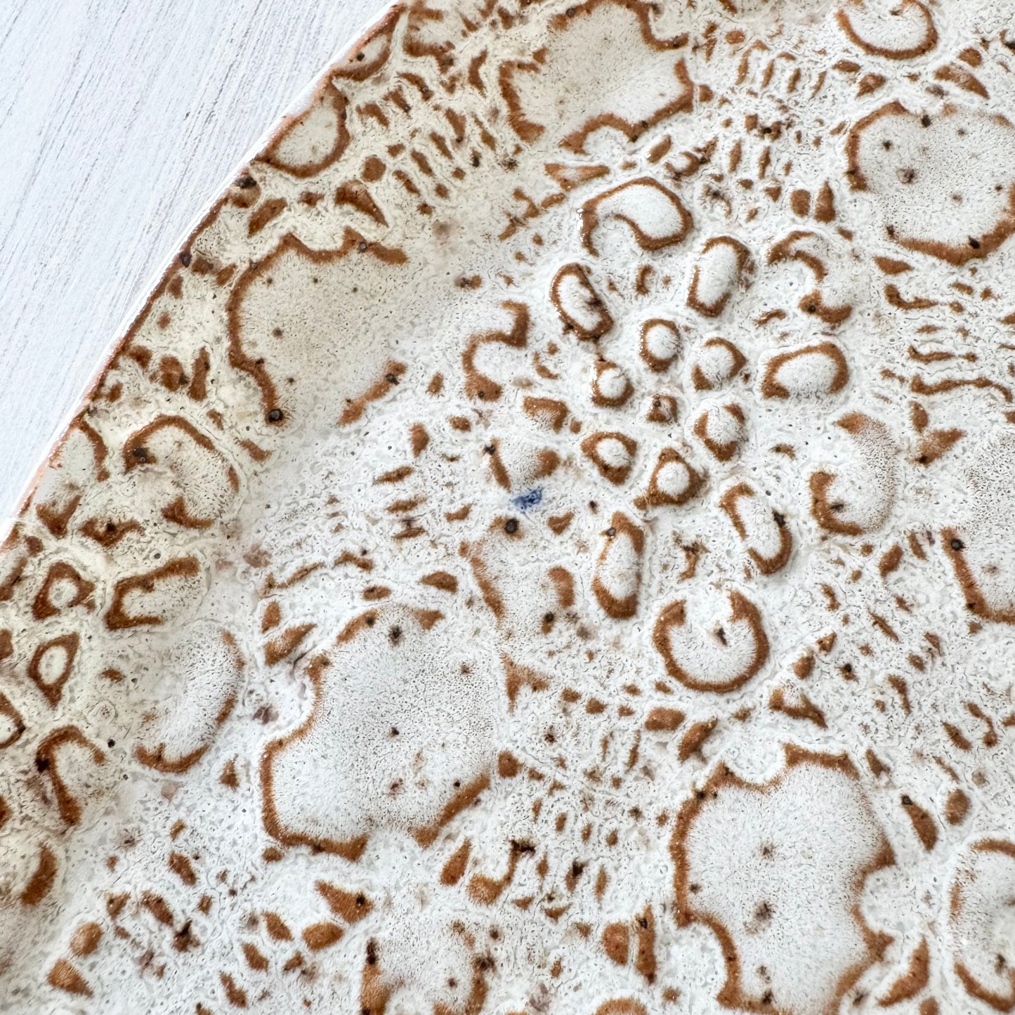 Ghost No. 2 Platter, white on brown clay (see details)