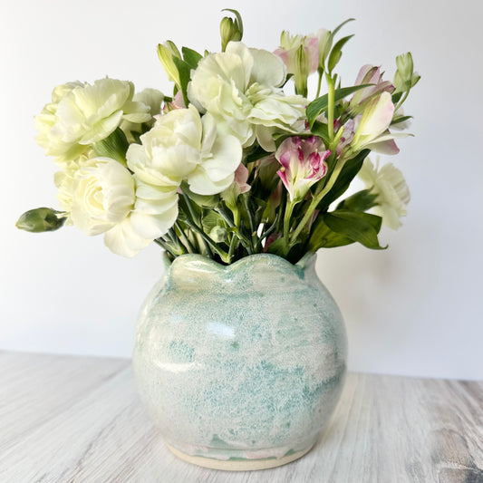 Scalloped vase mint green