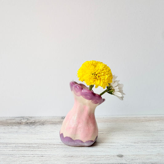 Mini vase, hand painted, pink/purple