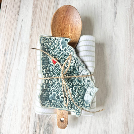 Georgia w/a heart spoon rest bundle, antique blue