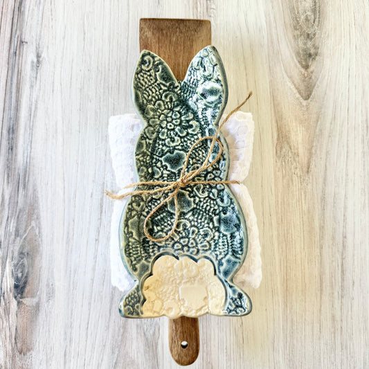 Bunny spoon rest bundle, antique blue