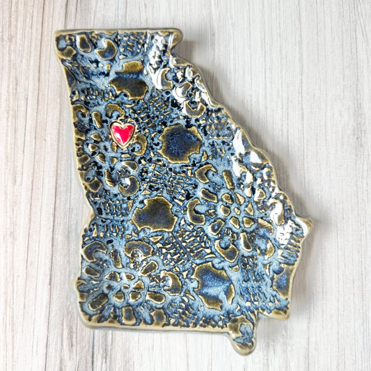 Georgia w/a heart spoon rest, blue
